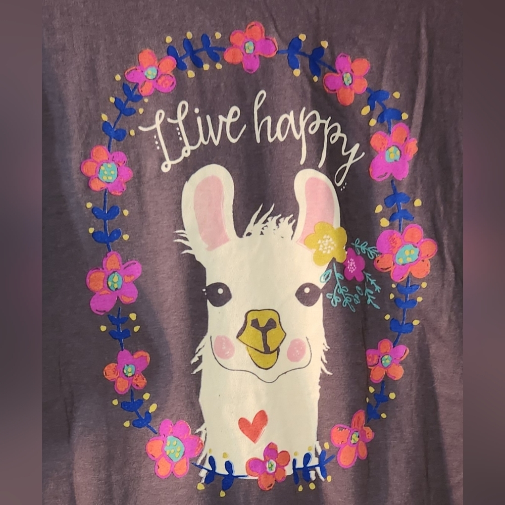 NEW Natural Life Gray Llama Live Happy T-Shirt XL